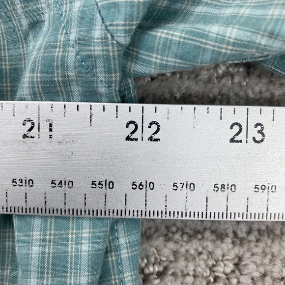Eddie Bauer Shirt Men Large Teal Plaid Relaxed Fit Casual Button Up Short Sleeve - Picture 6 of 7